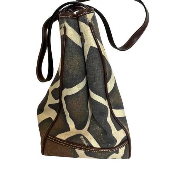 Dooney & Bourke -Giraffe Print African Safari Canvas/Leather Small Tote Handbag - Picture 5 of 14